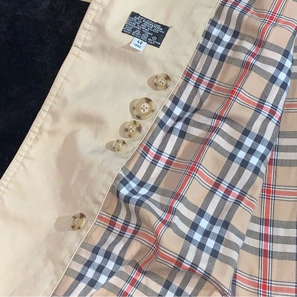 Vtg 40 L Beige Double Breasted Trench Coat Plaid Lining Made In Poland - Picture 5 of 12